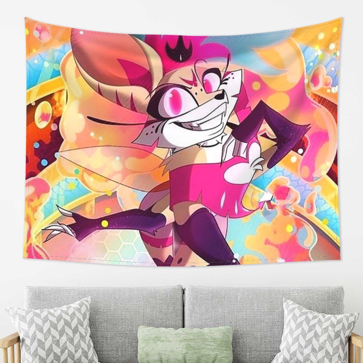 

Helluva Boss Beelzebub Tapestry Wall Hanging Aesthetic Home Decor Tapestries for Living Room Bedroom 74x94cm(29x37in)