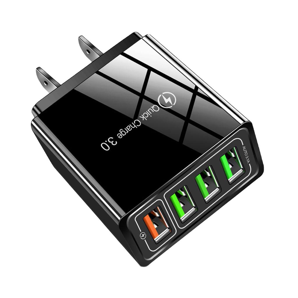 4-Port Fast Charger Quick Charge 3.0 Fast Charging Block Phone Charger Adapter for Smartphones Tablets