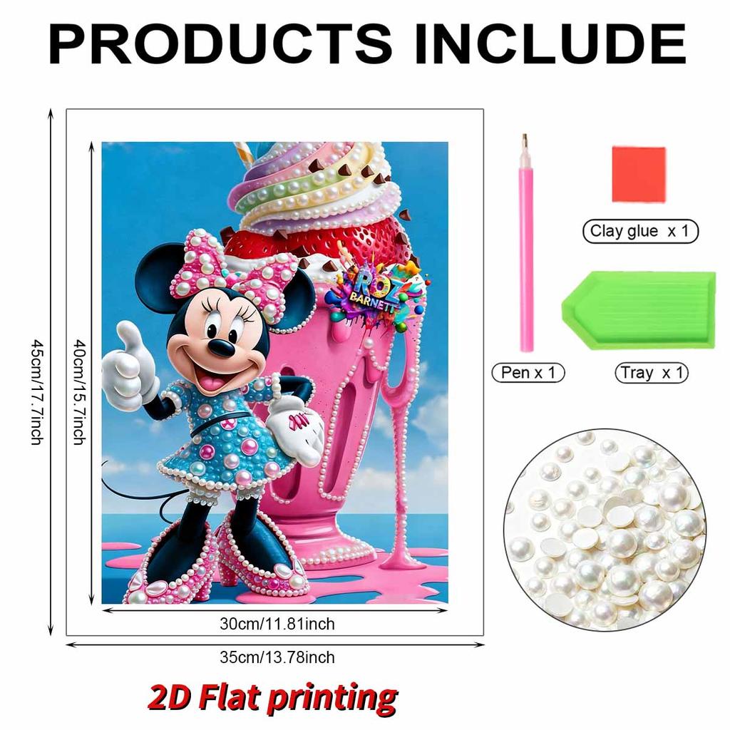 Disney Pearl Painting Minnie Giant Ice Cream Sundae Creative Art 5D Pearl Embroidery Cross Stitch Kit Handmade DIY Home and Room Decor Gift