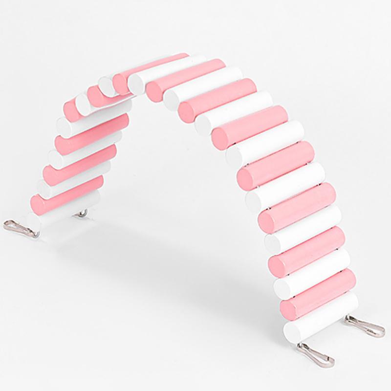 

Новый! Красочная лестница для упражнений с хомяком, высокопрочные натуральные деревянные игрушки для скалолазания, товары для домашних животных с 2 шт. Pink and white 6x40cm