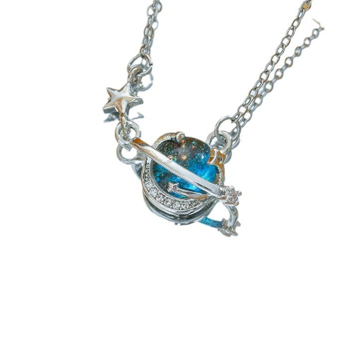 Planet Starry Sky Necklace Women's Fashion Personality Versatile High-end Collarbone Chain Jewelry