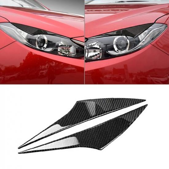 For Mazda 3 Axela 2014-2016 Carbon Fiber Headlight Eyelid Eyebrow Cover Trim