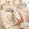 Pink Bowknot Embroidered 3 Piece Bedding Set Comfortable Duvet Cover And Sheet Set For All Seasons