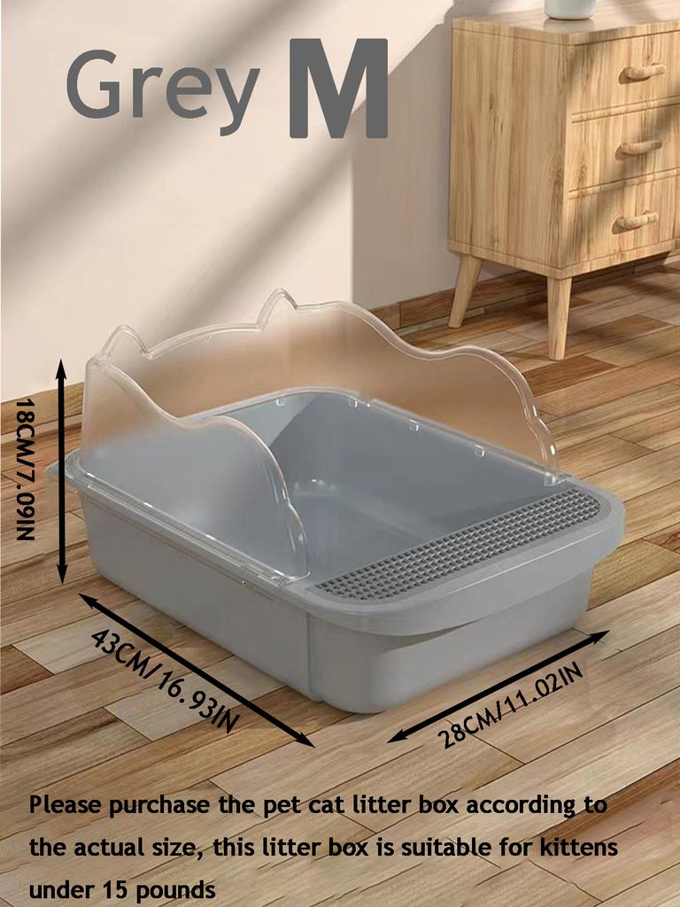 Semi-closed Splash-proof Litter Box (with Litter Scoop), New Stylish Semi-open Pet Litter Box for Cats, Easy To Care for