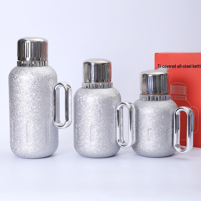 Titanium-Plated Insulated Flask with Temperature Display - Large Capacity Office Tea and Water Separation Cup