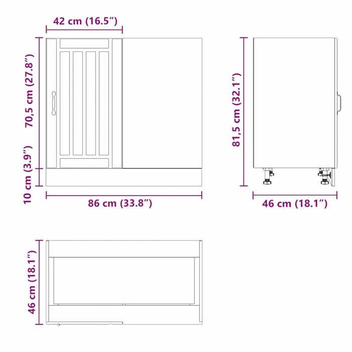 VidaXL Meuble de base de lavabo Lucca chêne fumé bois d'ingénierie, meuble bas de cuisine, meuble bas à tiroir de cuisine, 854313