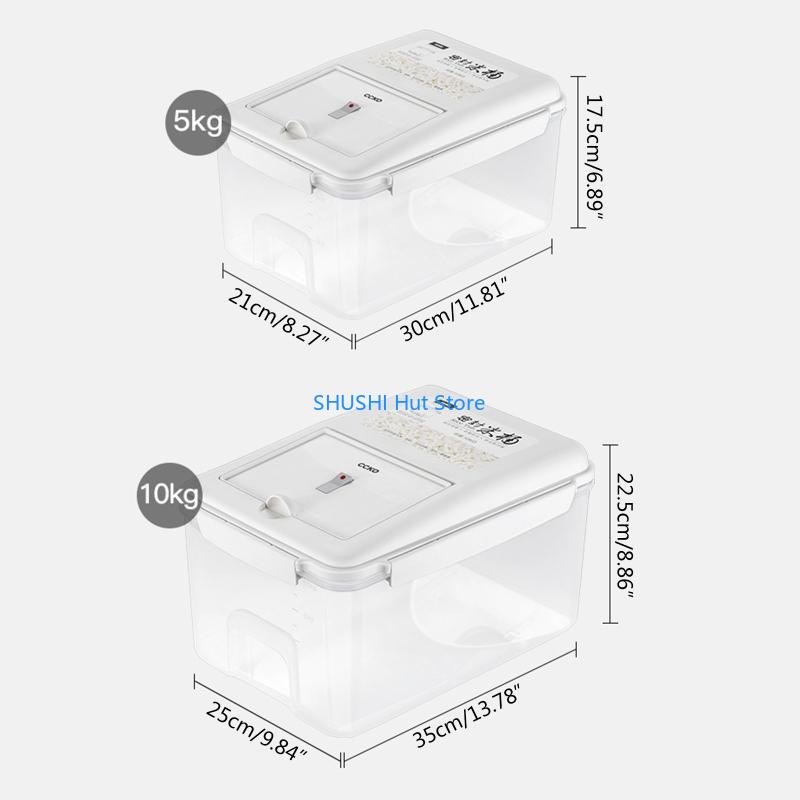 Reisbehälter mit luftdichtem Deckel 5kg/10kg Große Kapazität für Heimküche Mehl Sesam Soja Grüne Bohne D57B