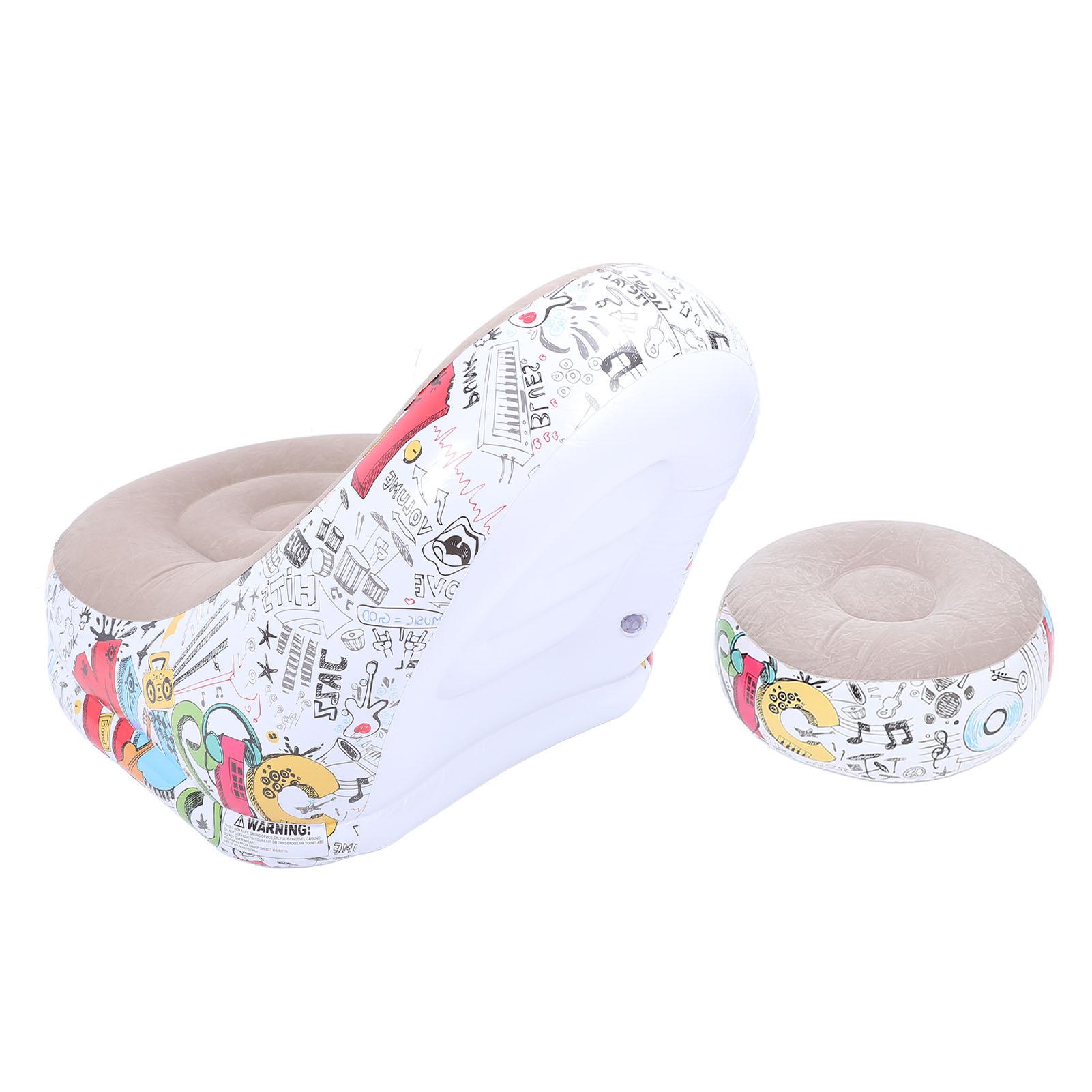 

Inflatable Lounge Ch Cartoon Graffiti ,Flocking Material,Foot Stool,Family Outdoor Rest Sofa ,Applicable Camping Gaming,Portable Bl