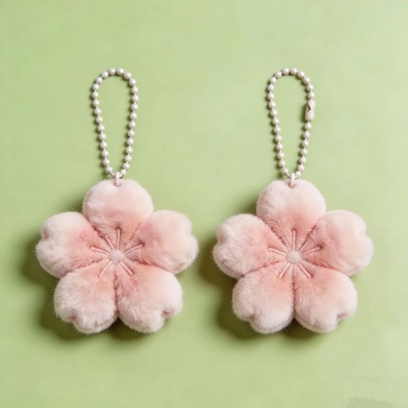 1/3/5Pcs Bag Pendant Plush Cherry Blossom Doll Keychain Healing Series Decorative Hanging Ornament For Girlfriend Gift