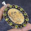 Naturalny Jasper Obrazkowy, Cytryn Srebro Sterling 925 Wisiorek Biżuteria 2,96" ETC-13798