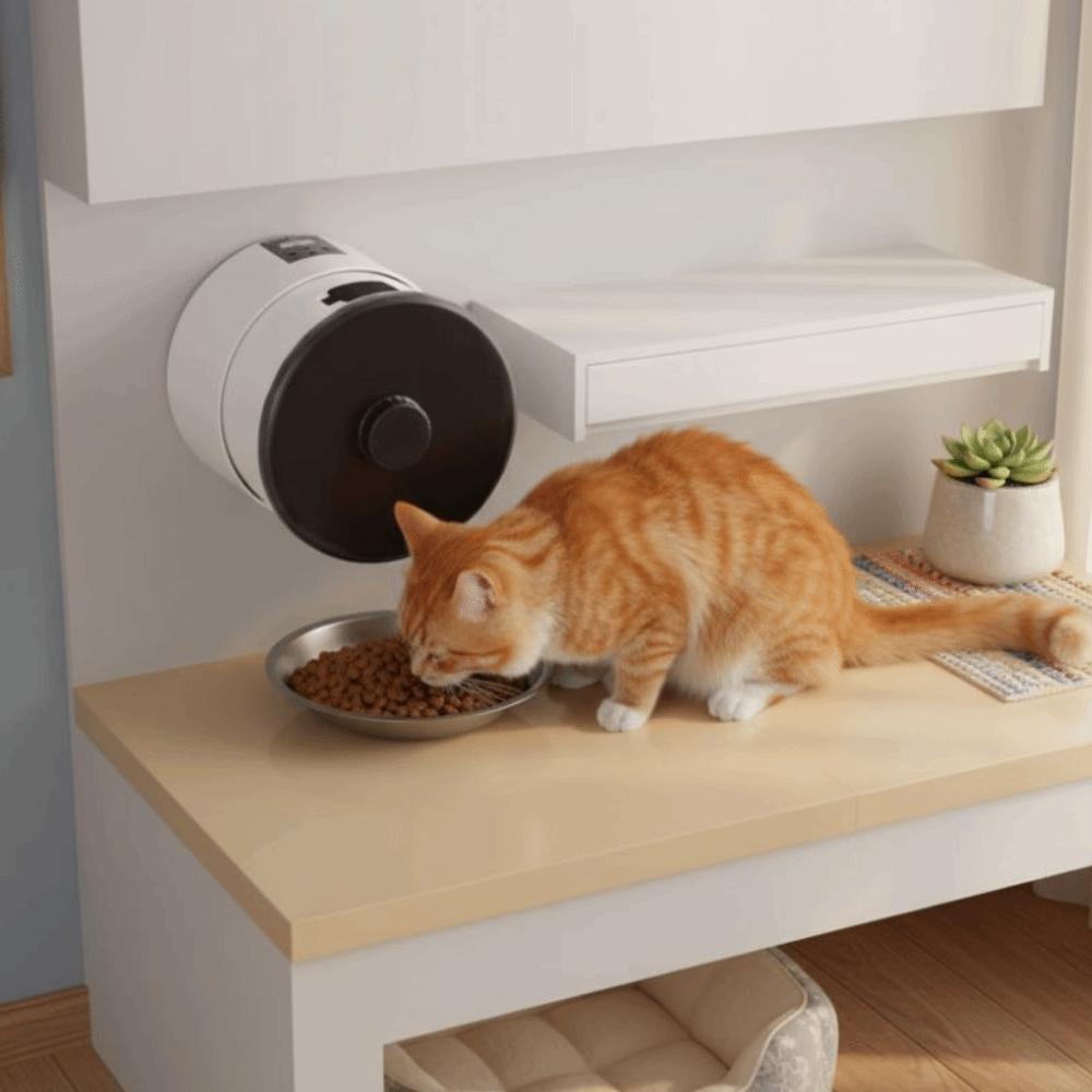 Button/WIFI Control Pet Automatic Feeder Timed Feeding Wall Mounted Cat Drum Intelligent Feeder Quantitative Electric