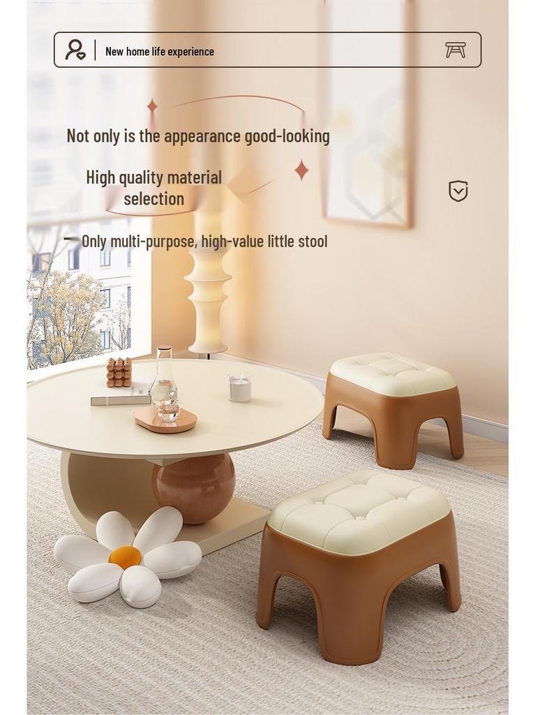 Plastic Stackable Small Stool for Living Room, Bathroom, or Kindergarten - Thickened, Low, and Square Design.