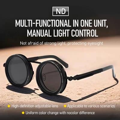 Round Sunglasses Adjustable Dimming Sun Glasses Steampunk Men Women Retro Punk Fishing Eyewear Outdoor With Case