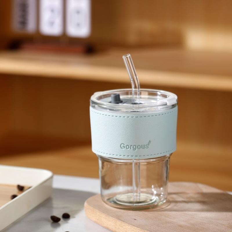 Perfect Day Coffee Mug With Cover Double Wall Glass Cups mugs coffee Silicone Straw mug souvenir personalized