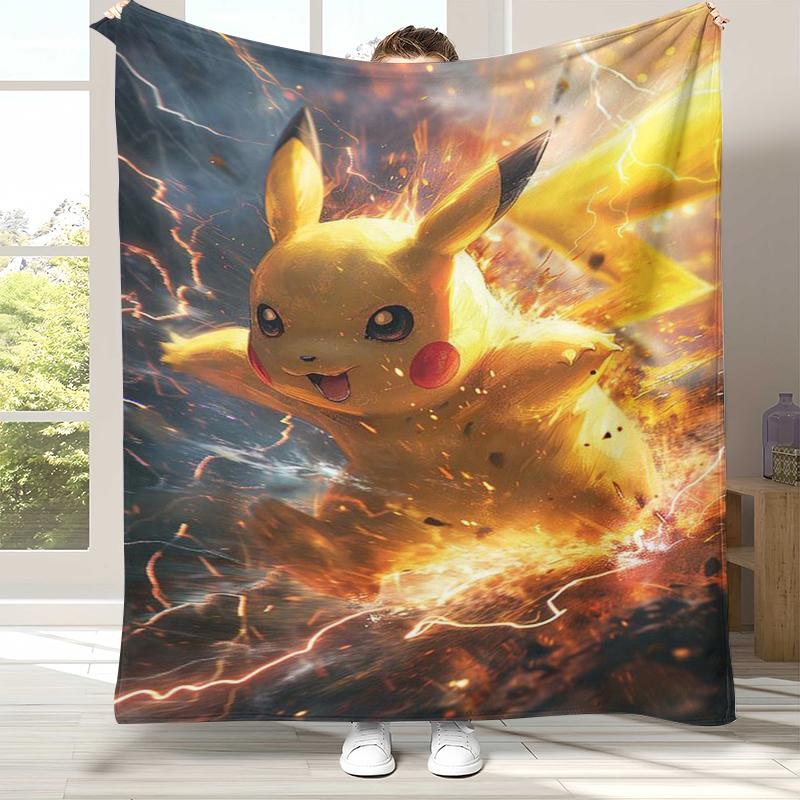 

6 Style Pikachu Pokemon Flannel Blanket,Ultra Soft Warm Plush Throw for Home Bedroom Bed Sofa Cover Office Camping Picnic gift 75x90cm