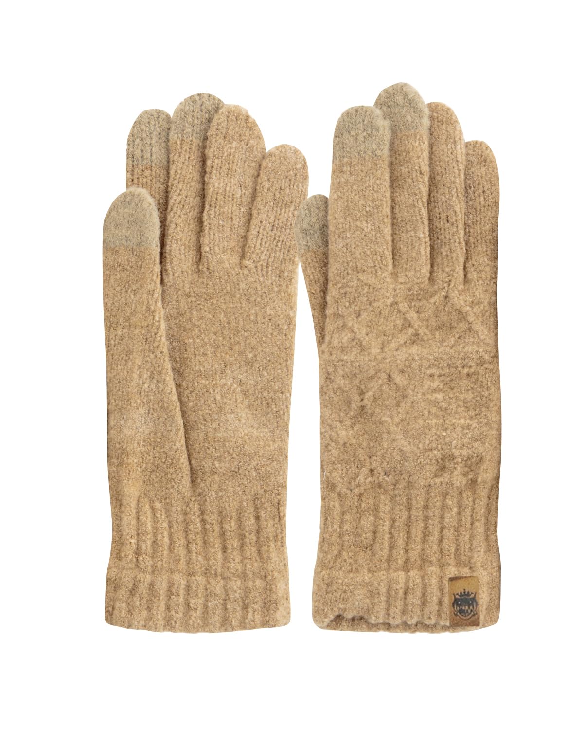 

BISQUE Testava Сенсорный смартфон Сделано в Японии с пряжей Premium Cream Puff и перчатками на флисовой подкладке, Бежевый, 0022THA001, Совместимый, бежевый