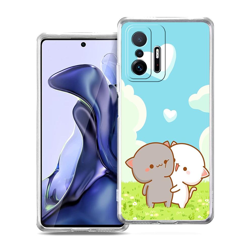 Peach And Goma Cat Phone Case for Xiaomi Mi Poco F3 X3 X4 GT NFC M3 M4 11 Ultra 12 11X 11i Pro Lite 5G Soft Transparent Cover