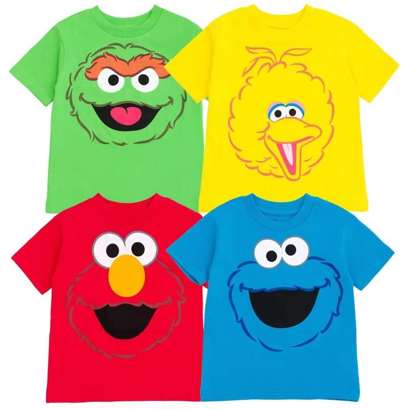 Sesame Street Mens and Womens Spring and Summer Tshirts Elmo Oscar Big Bird Biscuit Monster Cute Cartoon Character
