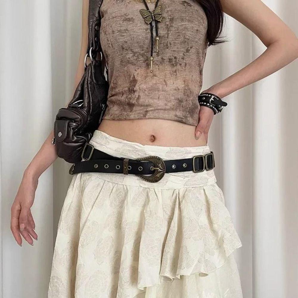 American Women's Belt Pu Leather Dress Jeans Belt Vintage Waist Belt  Waist Accessories