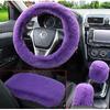 Dotesy 4 Pcs/Set Fluffy Faux Wool Car Steering Wheel Cover & Furry Auto Center Console & Gear Shift Knob & Handbrake Cover Universal Warm Winter