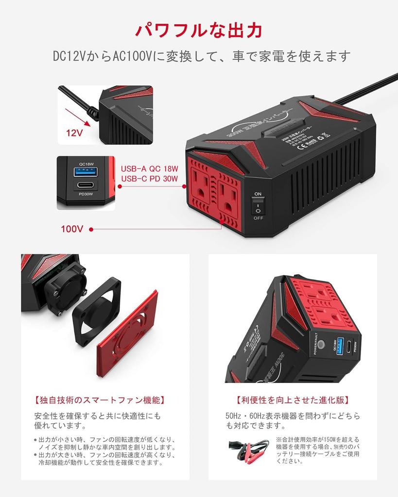 BESTEK MRZ3010HU-PD Sine Wave Inverter, Cigarette Lighter Socket, Outlet 300W, Converts DC To