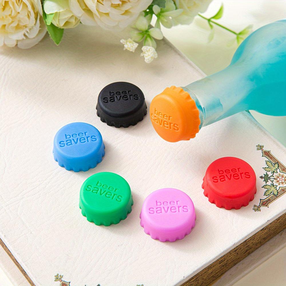 6pcs Reusable Silicone Bottle Caps - Airtight Seal for Beer, Soda, Wine, Kitchen Storage - Vibrant Orange, Red, Blue & More