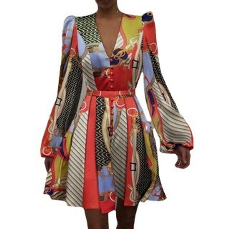 Beach Spring Satin Satin Satin V Neck Elegant Silm Dress Women's Fashion New Design Sense Lantern Sleeve Skirt