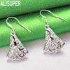 925 Sterling Silver Chinese Style Hollowed-Out Triangle Fan Earrings - Fashionable Banquet Jewelry