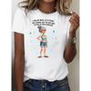 European Sizes Women's Graphic Print T-Shirt - Short Sleeve Crew Neck Casual Top with Humorous "Amusing Space" Design Funny Text Apparel Tshirt