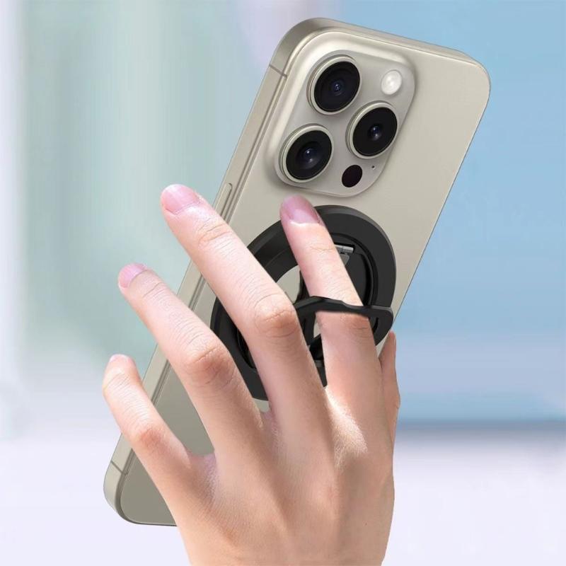 Support Magnétique Portable Rotatif à 360° pour Téléphone avec Béquille Réglable pour Utilisation Mains Libres Accessoires Fixation Sécurisée du Téléphone