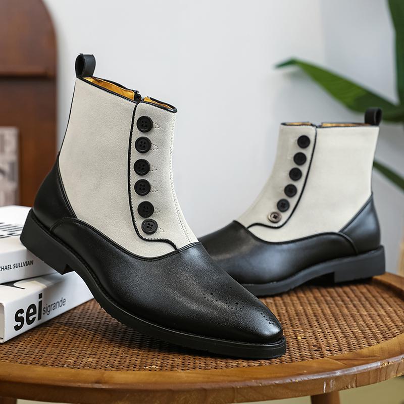 

Fashion Boots Men Original Side Zipper Buckle Chelsea Boots British Retro Gentleman Anti Velvet Boots Size 38-46 Men Boots 38 черный белый