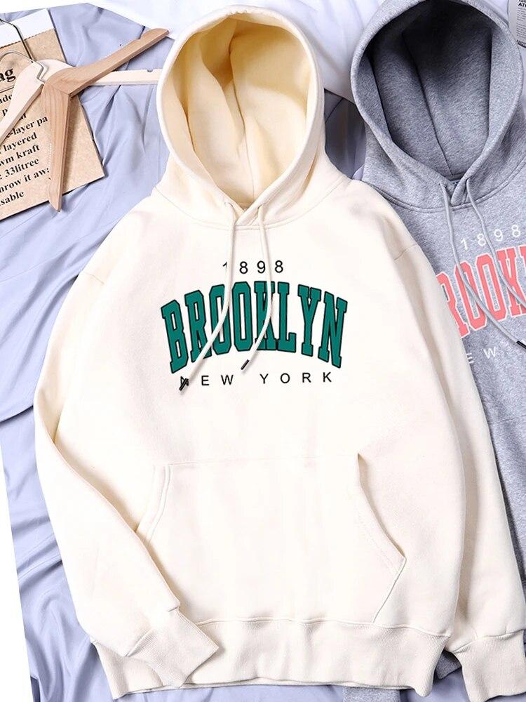 Мужские толстовки с длинными рукавами «Бруклин 1898», Нью-Йорк, США, женские толстовки с принтом, осенне-зимняя толстовка, одежда, свободная толстовка большого размера L