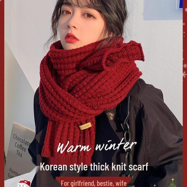 Winter 2025 Thick Knitted Wool Scarf: Warm, Versatile Neck Warmer - Newcomer Special ¥5 Off
