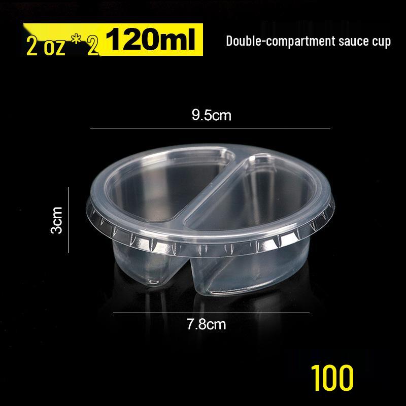 100 Tazzine di Plastica Monouso per Salse con Coperchio - Ideali per Polpa di Frutto della Passione, Salsa Piccante, Salsa di Soia e Condimenti