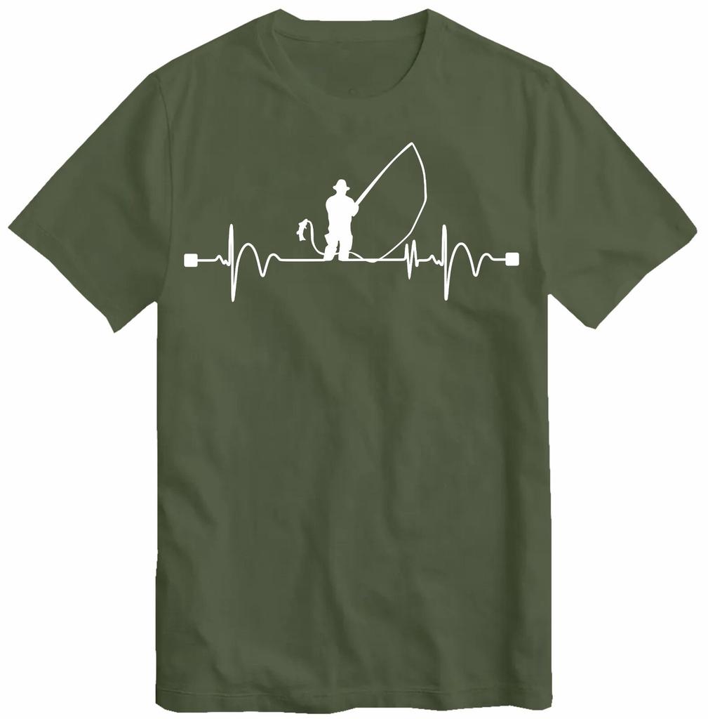 Fishing Heart Beat Pulse Tshirt FisherUnisex Gift Angling Angler Top T Shirt Midd