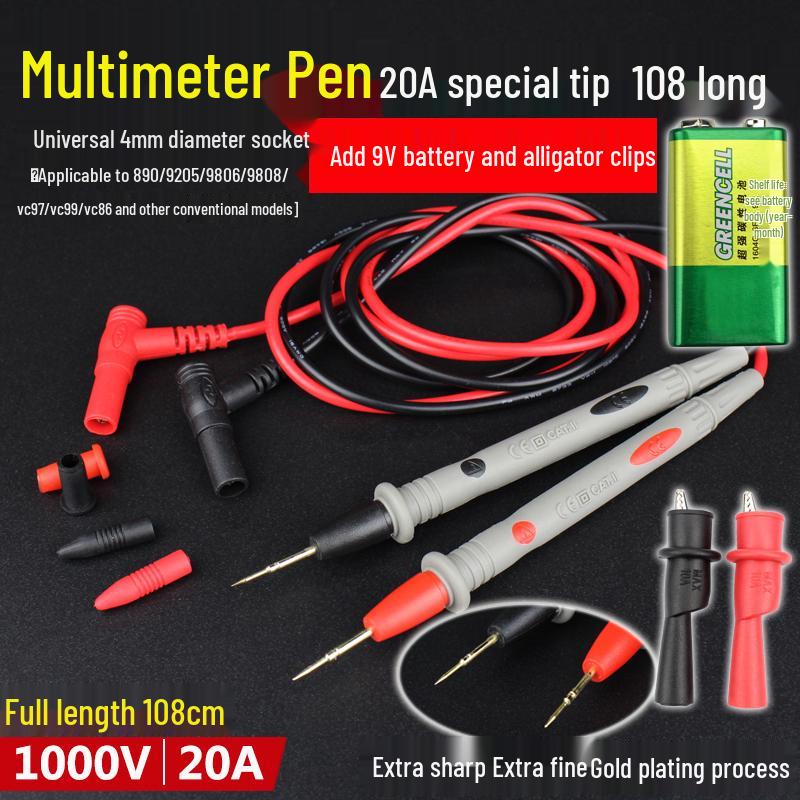 Extra Fine Silicone Multimeter Test Leads with Super Sharp Long Needle Probes