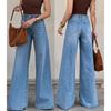 Women's Stretch Mid-Waist Jeans Elegant Casual Party Denim Pocket Wide-Leg Pants