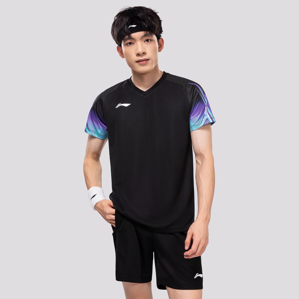 Li-Ning Breathable Quick-Dry Running Badminton Training Short Sleeve T-Shirt And Shorts Casual Sports Set Unisex sports set AATV081-1