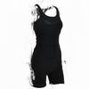 Europeisk och amerikansk ärmlös U-ringad slim fit sexig sportjumpsuit