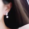 925 Sterling Silver Elegant Bright CZ Drop Earrings Pearl Female Trendy Delicate Ear Accessories Chic Wedding Bridal Jewelry
