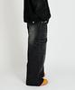 Dideobeulyueseui Fade Wide Cargo Denim Pants (Black)