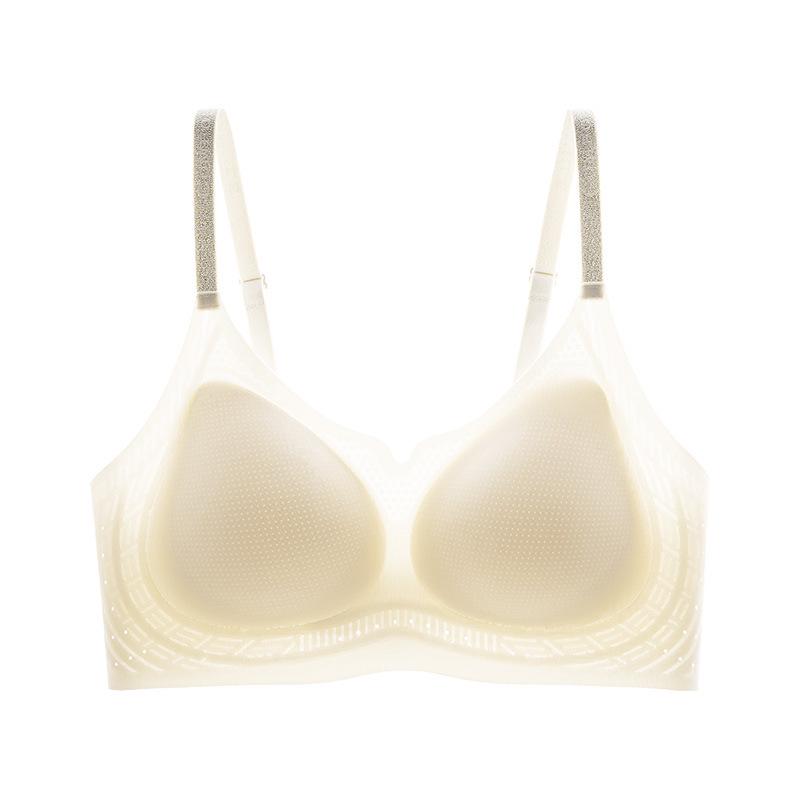 Cross-Border Seamless Camellia Fragrance Shimmer Bra for Women - Small Chest, Gathered, Thin Cup, Adjustable Straps.