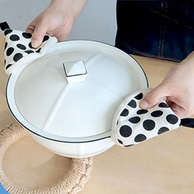 Triangle Pot Handle Cap Non-slip Heat Insulation Glove High Temperature Resistance Cotton Oven Gloves Portable Kitchen Gadget