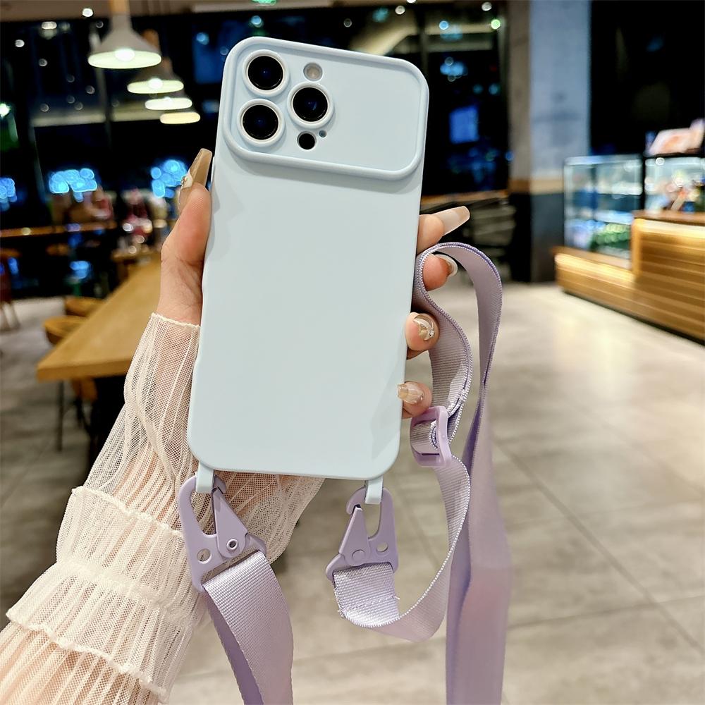 

Shockproof TPU Crossbody Lanyard Silicone Phone Case For iPhone 16 15 14 13 Pro Max Plus Cord Rope Necklace Strap Soft Cover iPhone 13