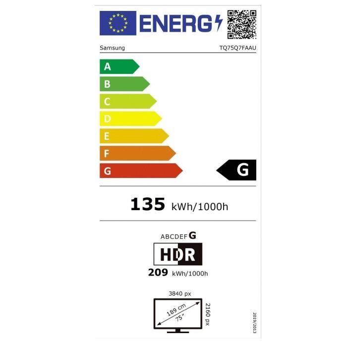 Samsung 75Q7F - TV QLED 75" (190 cm) - 4K UHD 3840x2160 - HDR10+ - Smart TV - Gaming Hub - 3xHDMI - WiFi