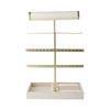 Jewelry Display Stand for Bracelets and Earrings, Gold Tone Multi Level Holder for Vanity Counter and Bedroom Dresser with Freestanding Space Saving