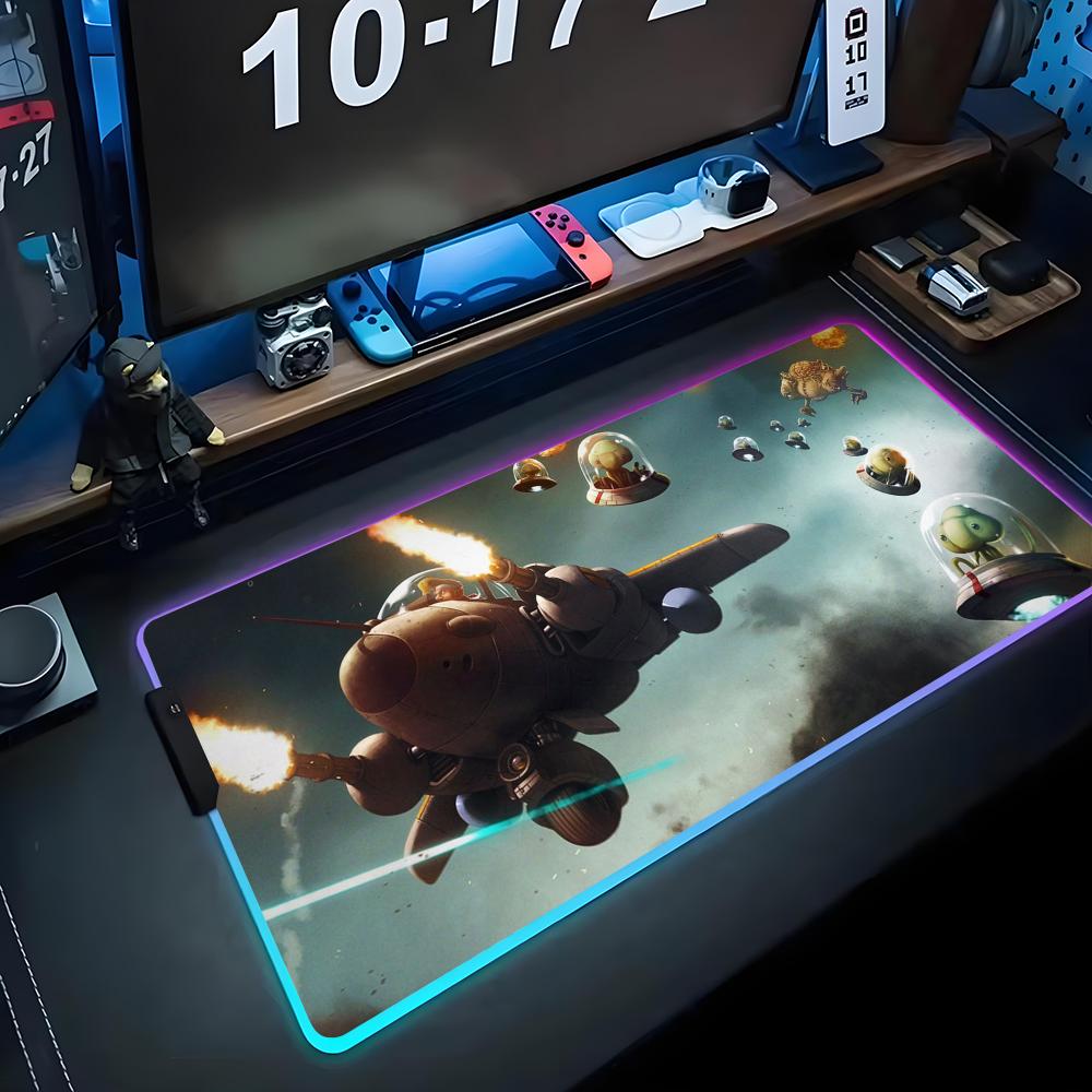 Metal Slug Mouse Pad RGB Gaming Mousepad Big LED Pad PC Desk Mat Luminous Mouse Pad Large Keyboard Mats Table Rug With Backlit