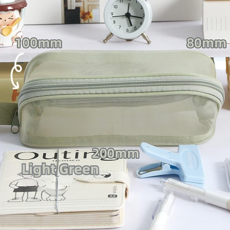 

Transparent Three-dimensional Handheld Diamond Mesh Pencil Case with Multi-layer Storage Essential for Learning and Office Use зелёный
