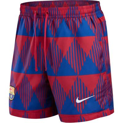 FC Barcelona Flow Logotipo Padrão Bordado Cordão Solto Perna Reta Shorts Esportivos Masculinos shorts Vermelho-Nobre FB2242-620