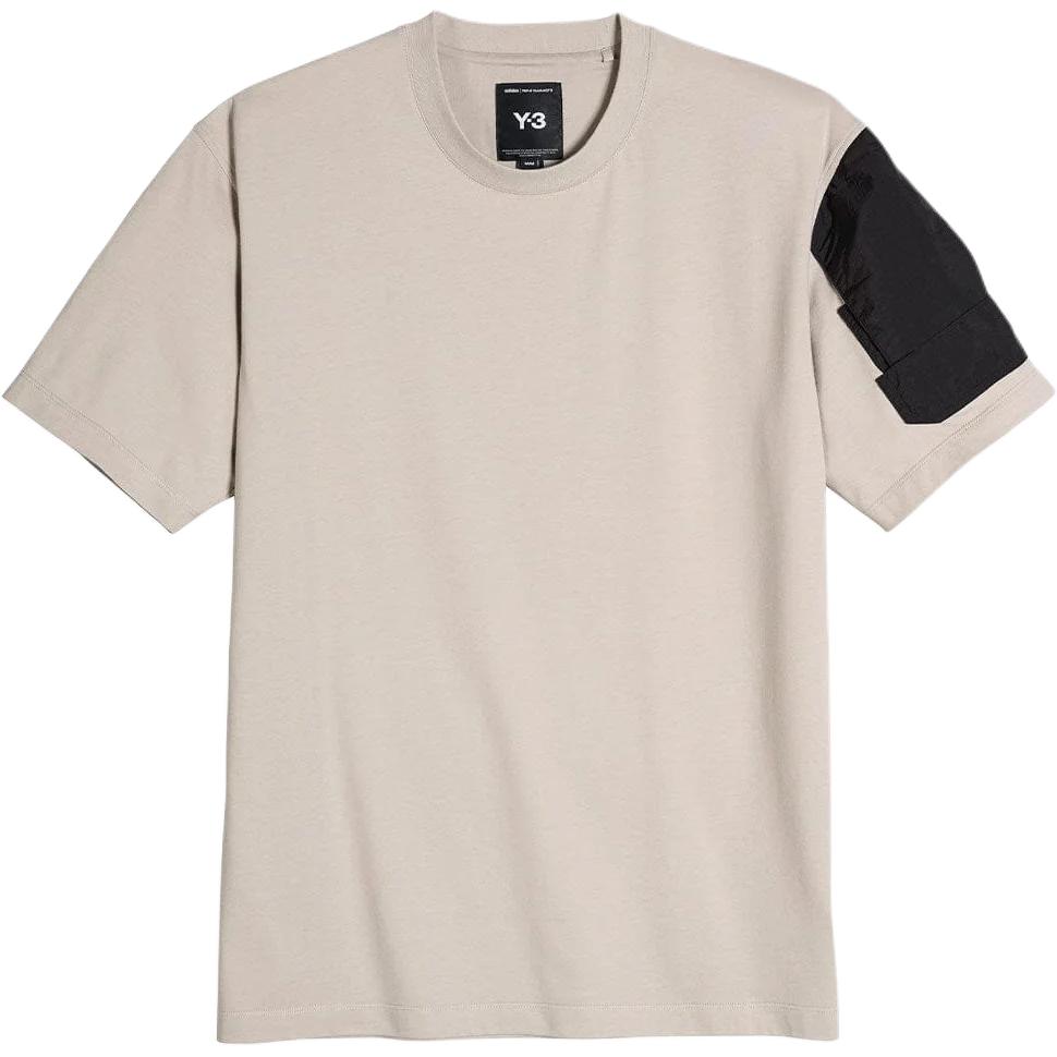Y-3 Light Brown Utility T-Shirt Logo Spliced Round Neck Short Sleeve T-Shirt Unisex Tops HZ9516 M